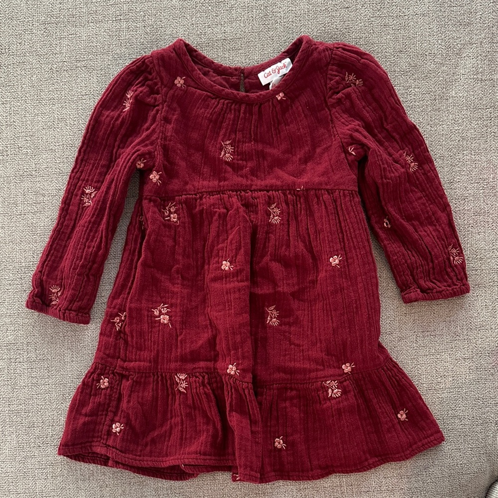 Cat & Jack Burgundy Floral Kids Dress